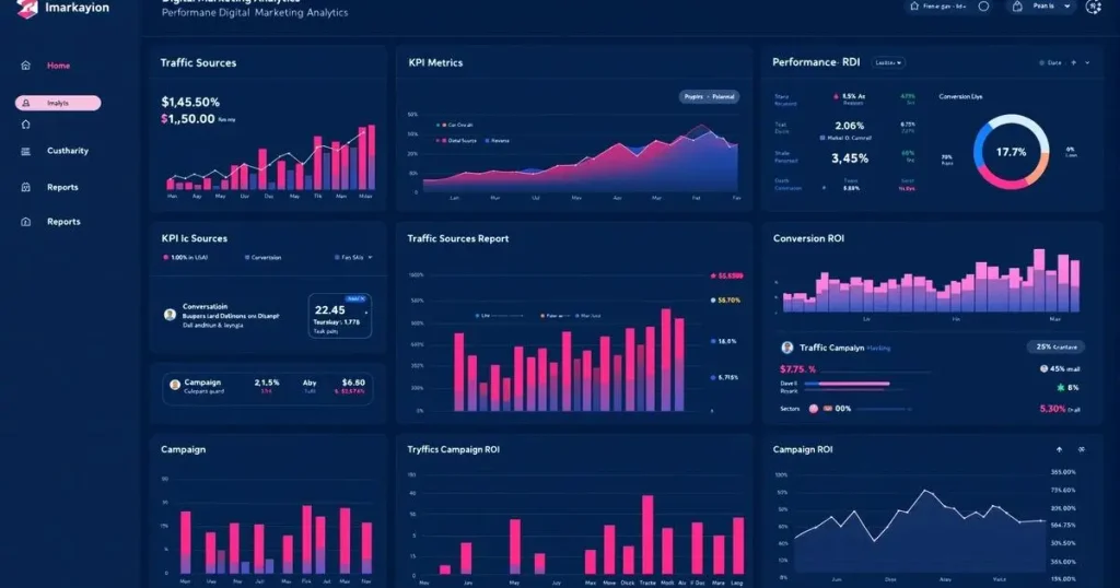 Digital marketing analytics dashboard measuring campaign performance