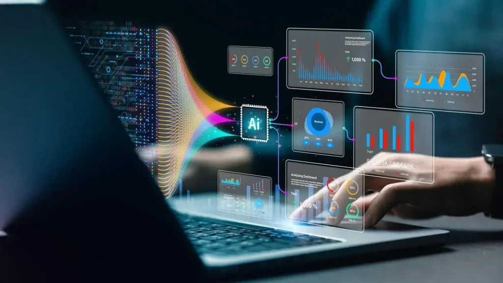 AI algorithms analyzing data and finding patterns