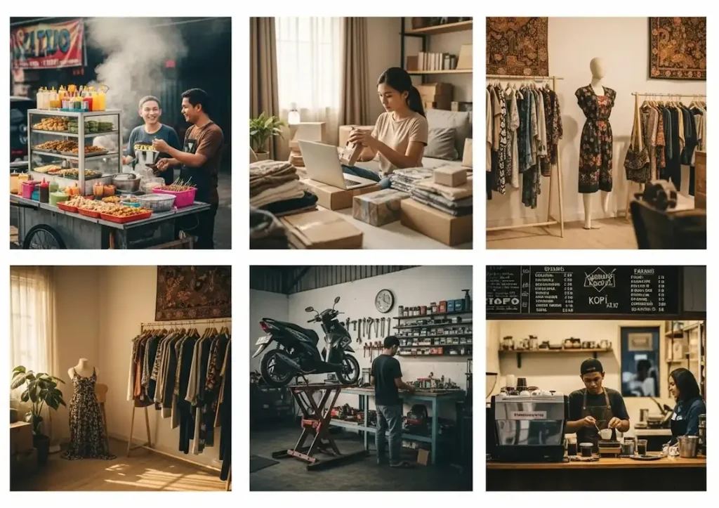 Different types of businesses including retail, services, ecommerce and technology