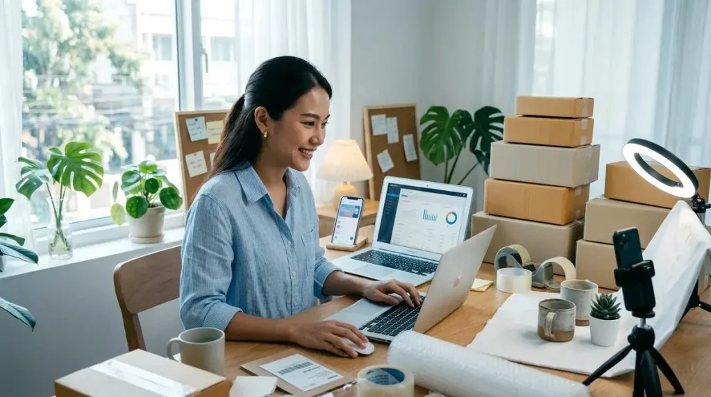 Online business operated through digital platforms and ecommerce