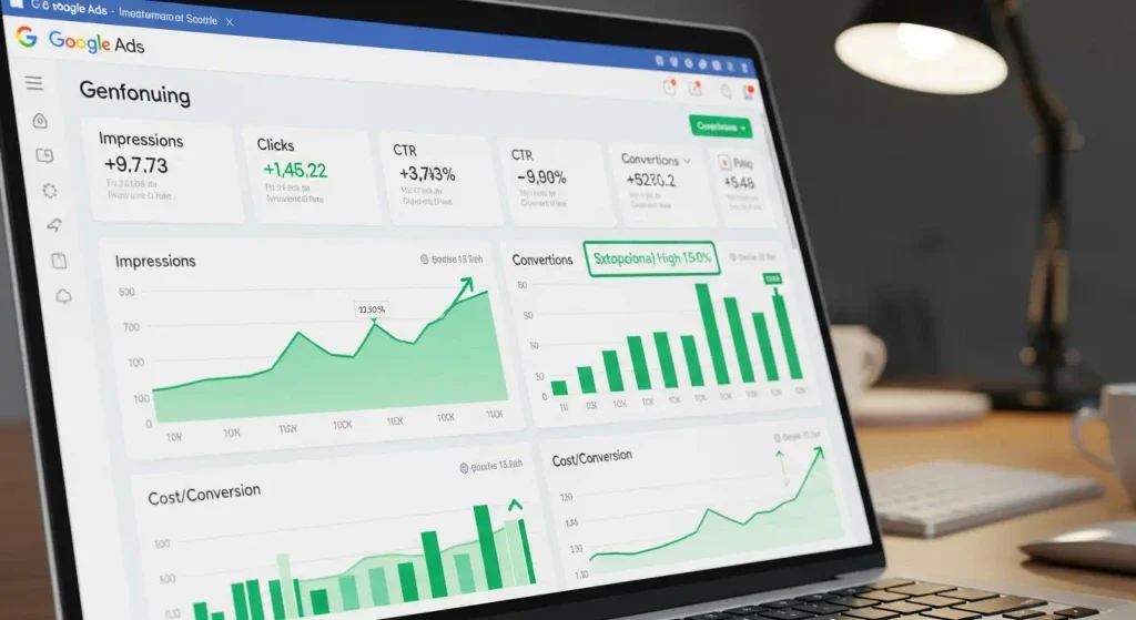 PPC advertising campaign with clicks budget and conversions