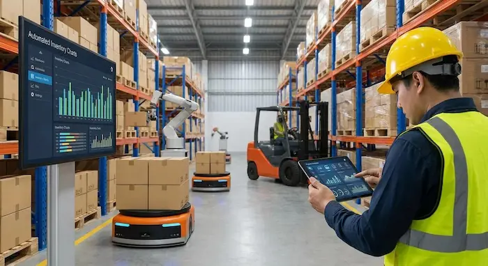 Business professionals using Narrow AI for data analysis and operational decisions