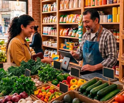 Comparison of a grocery store owner and a startup founder developing a new service