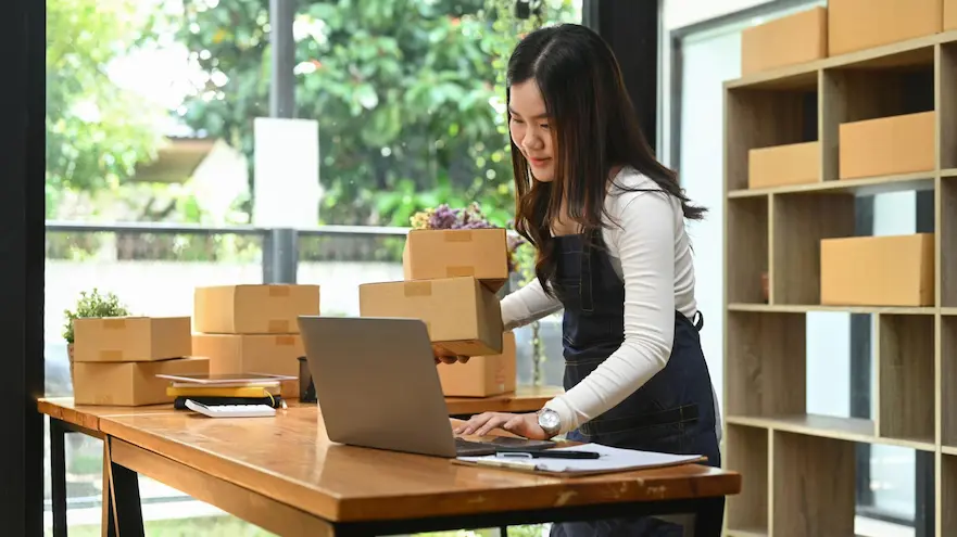 Business owner managing product sales and customer orders