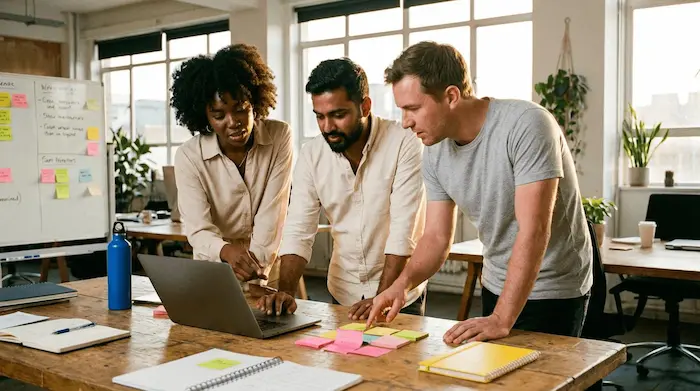 Entrepreneurs testing a new food delivery platform and developing a business idea