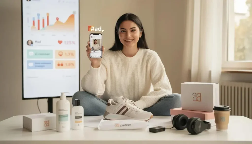 Influencer marketing campaign with creator promoting a product