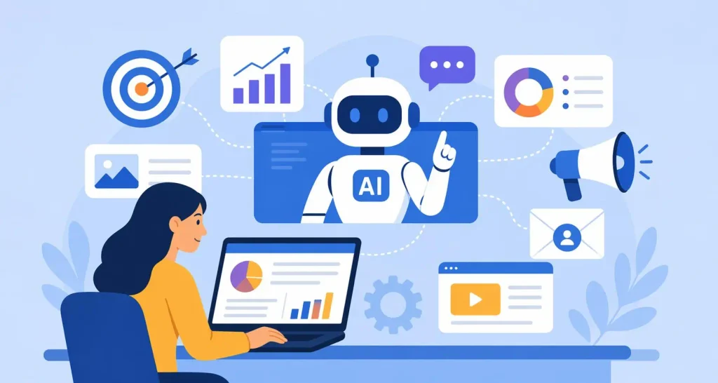 Artificial intelligence supporting digital marketing analytics and automation.