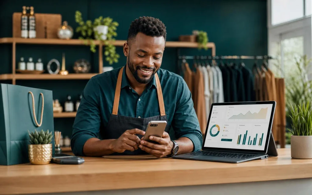 Small business using digital marketing to attract customers and grow